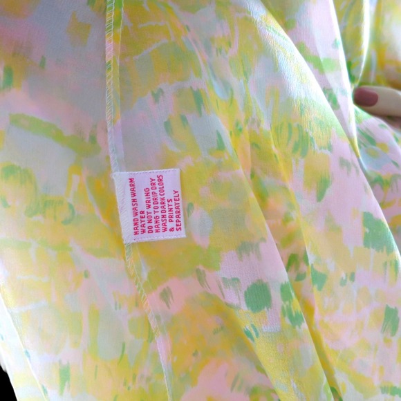 70s Designer Yellow Floral Chiffon Gown & Peignoir Set by Matej for Odette Barsa - Picture 11 of 16